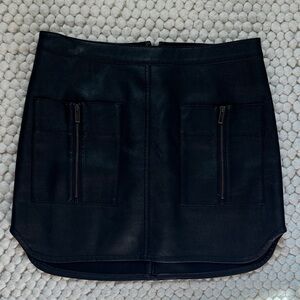 BCBG MaxAzria Black Leather Mini Skirt